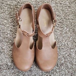 Old Navy- Tan T-strap Platform Clogs